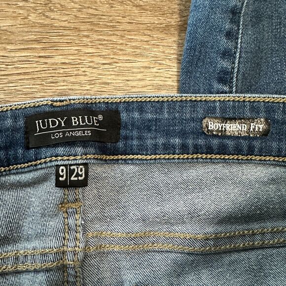 Judy Blue Boyfriend Fit Jeans Size 9/29 Dark Wash Distressed Denim Mid Rise - Picture 4 of 4